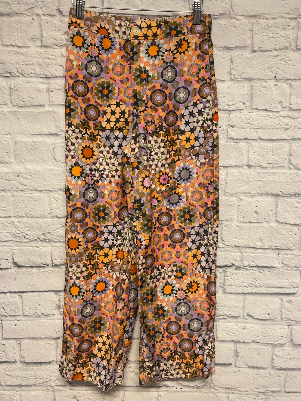 Anthropologie Floral Geometric Kaleidoscope Print Pants Size 2
